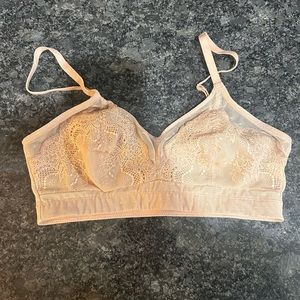 Spanx Nude Beige Lace Lined Bralette Women’s Size Small Comfort Full Coverage
